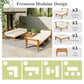 6 Piece Acacia Wood Outdoor Modular Sectional with Daybed - Teak Beige
