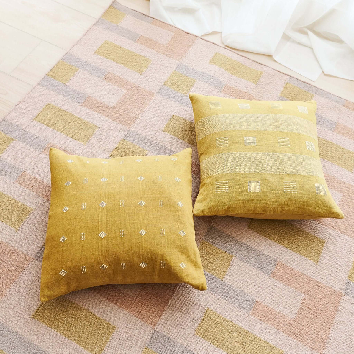 Chokor Nira Ochre Organic Cotton Handloom Pillow
