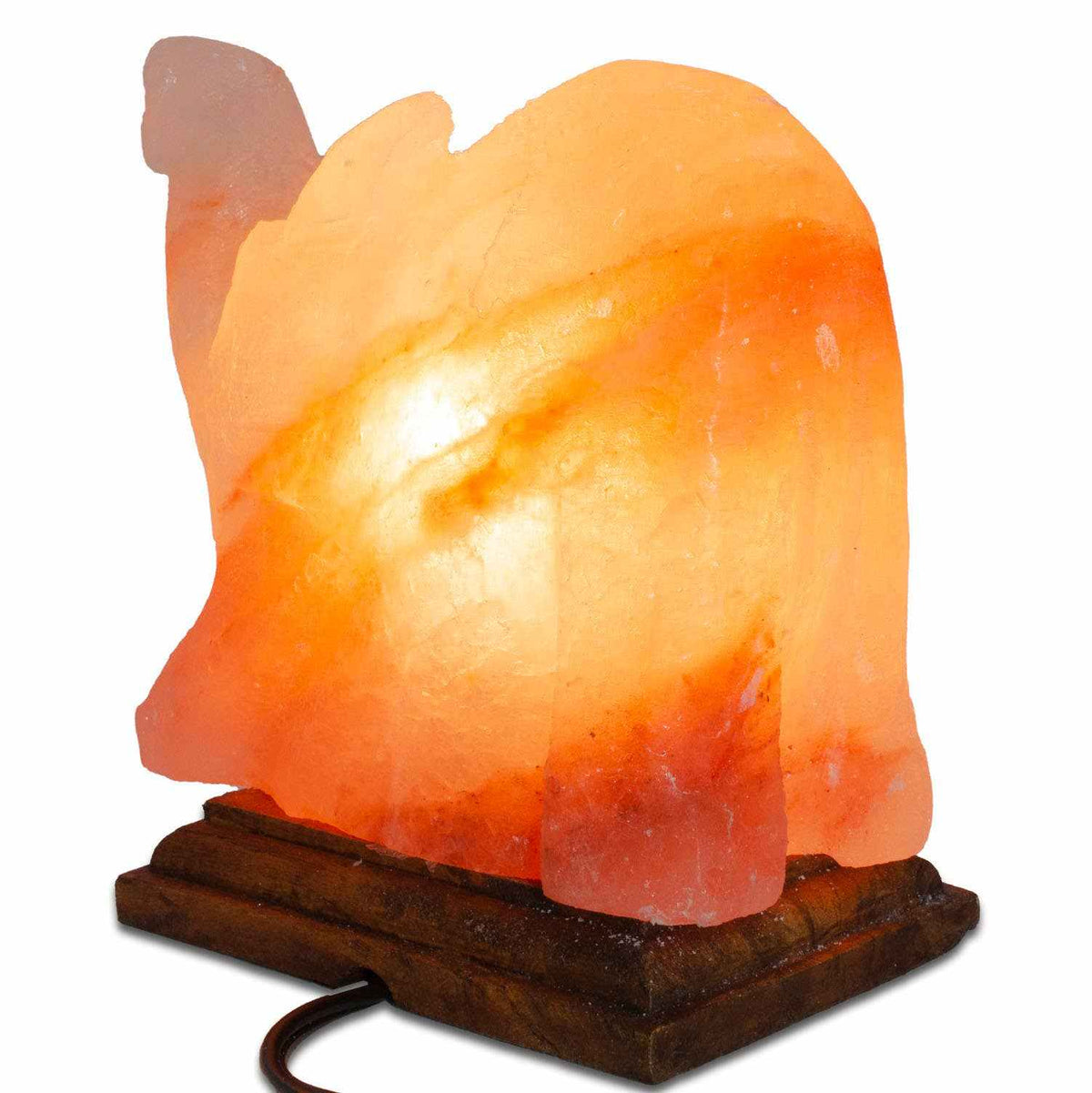 Elephant Shaped Salt Lamp - 9" avg. - Cord, Bulb, Dimmer