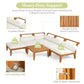 6 Piece Acacia Wood Outdoor Modular Sectional with Daybed - Teak Beige