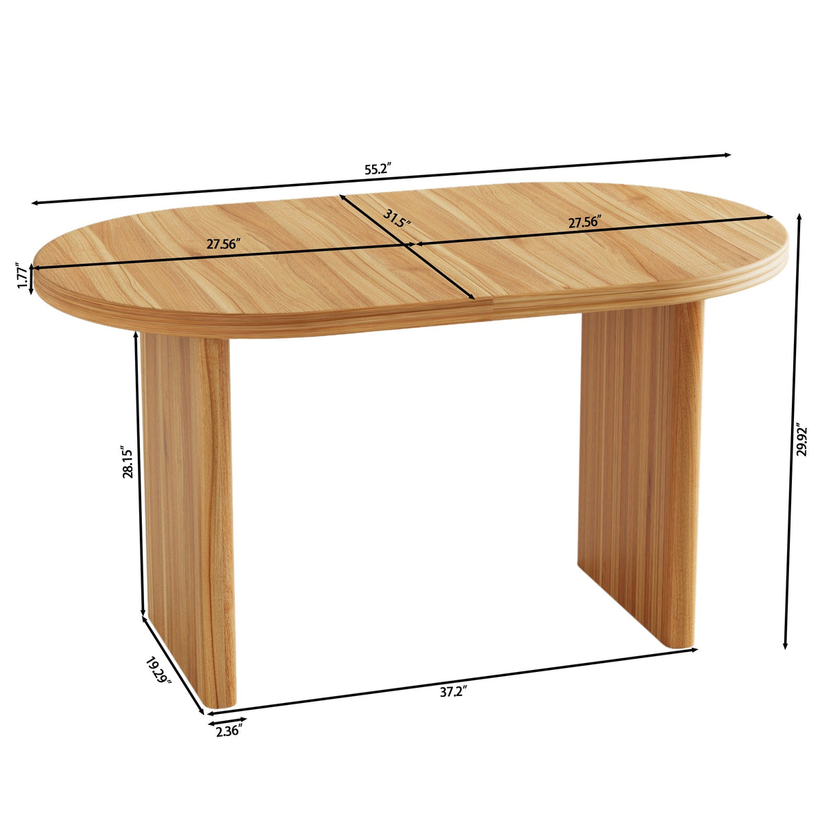 Modern Extendable Dining Table with Removable Extension Leaves - Natural Walnut
