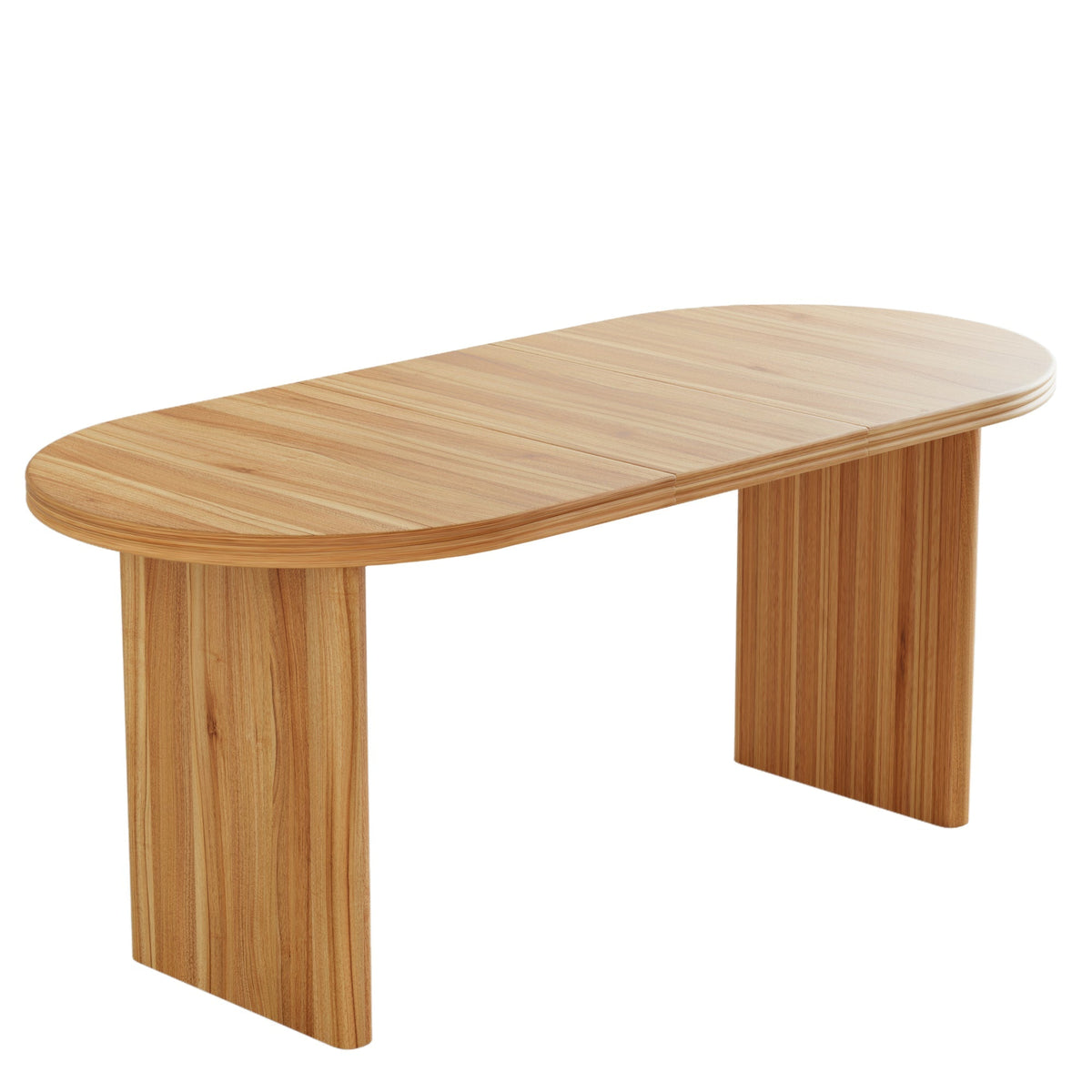 Modern Extendable Dining Table with Removable Extension Leaves - Natural Walnut