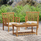 Caydon 2 Club Chairs + Table Outdoor Set with Slat Panel Design - Natural Wood