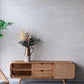 Teak TV Stand with Rattan Panels - Natural Wood / Brown