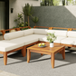 6 Piece Acacia Wood Outdoor Modular Sectional with Daybed - Teak Beige