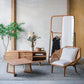 Teak Leisure Chair with Rattan Cane Back - Natural Wood / Brown