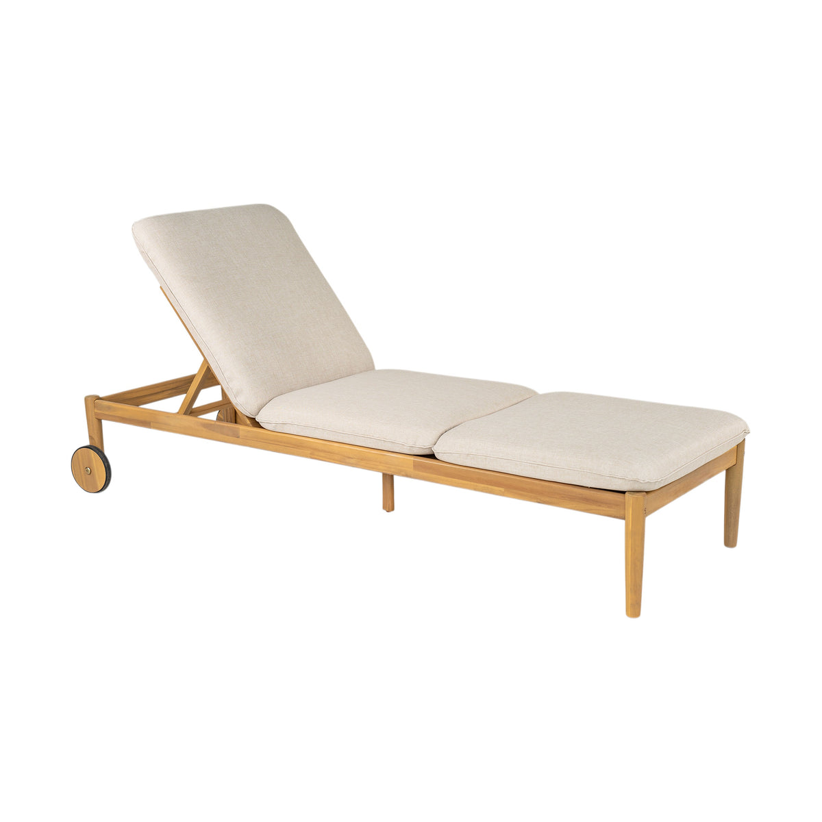 Riviera Outdoor Chaise Lounge with Wheels, Acacia Wood Frame (Set of 2)