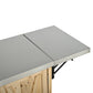 Foldable Outdoor Kitchen Island with Stainless Steel Top and Storage - Natural Fir Wood