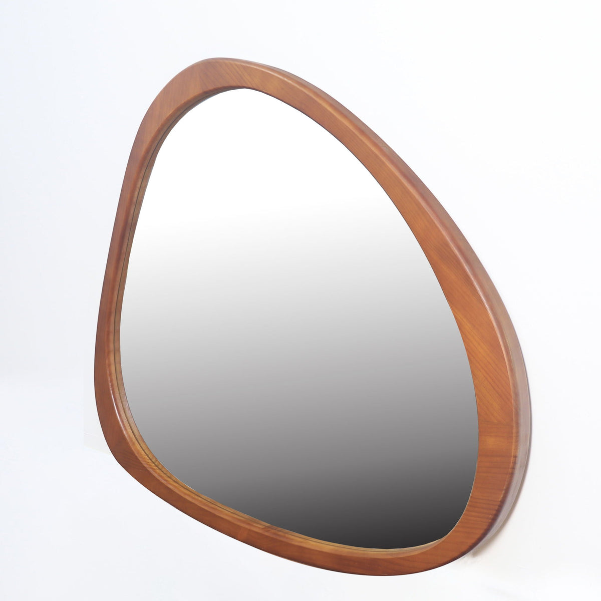 Asymmetrical Wall Mirror with Solid Natural Wood Frame - Large Sized Dressing Mirror