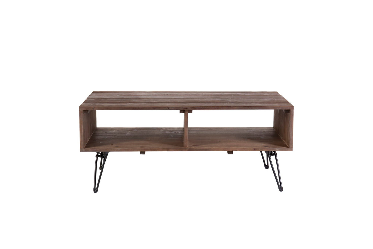 Reclaimed Wood Cocktail Table with Open Storage - Black / Natural