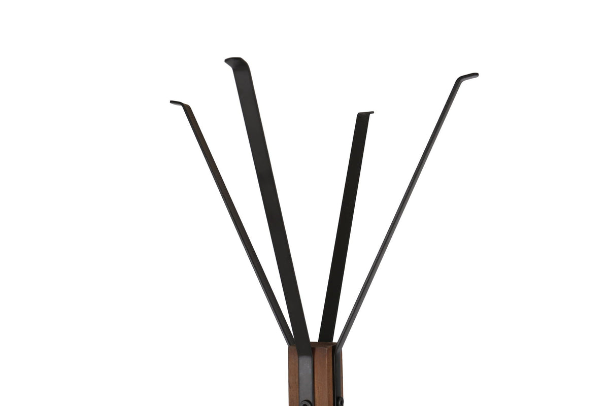 Reclaimed Wood and Metal Freestanding Coat Rack with Hooks - Natural
