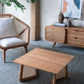 Teak Coffee Table with Teak and Rattan Construction - Natural Wood / Brown