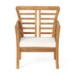 Caydon 2 Club Chairs + Table Outdoor Set with Slat Panel Design - Natural Wood