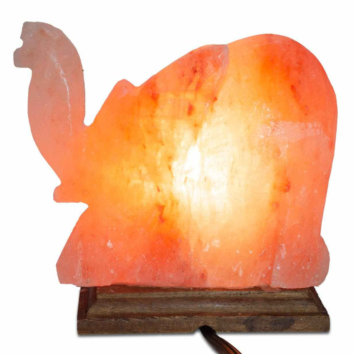 Elephant Shaped Salt Lamp - 9" avg. - Cord, Bulb, Dimmer