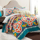 Boho Floral Reversible 3 Piece Quilt Set