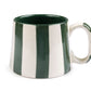 Olive Stripe Coffee Cup | Handpainted Stoneware Mug | 220ml (Set of 2)