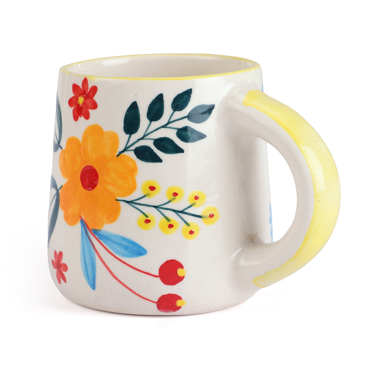 Floral Extravaganza Coffee Mug | Handpainted Stoneware (Set of 2)