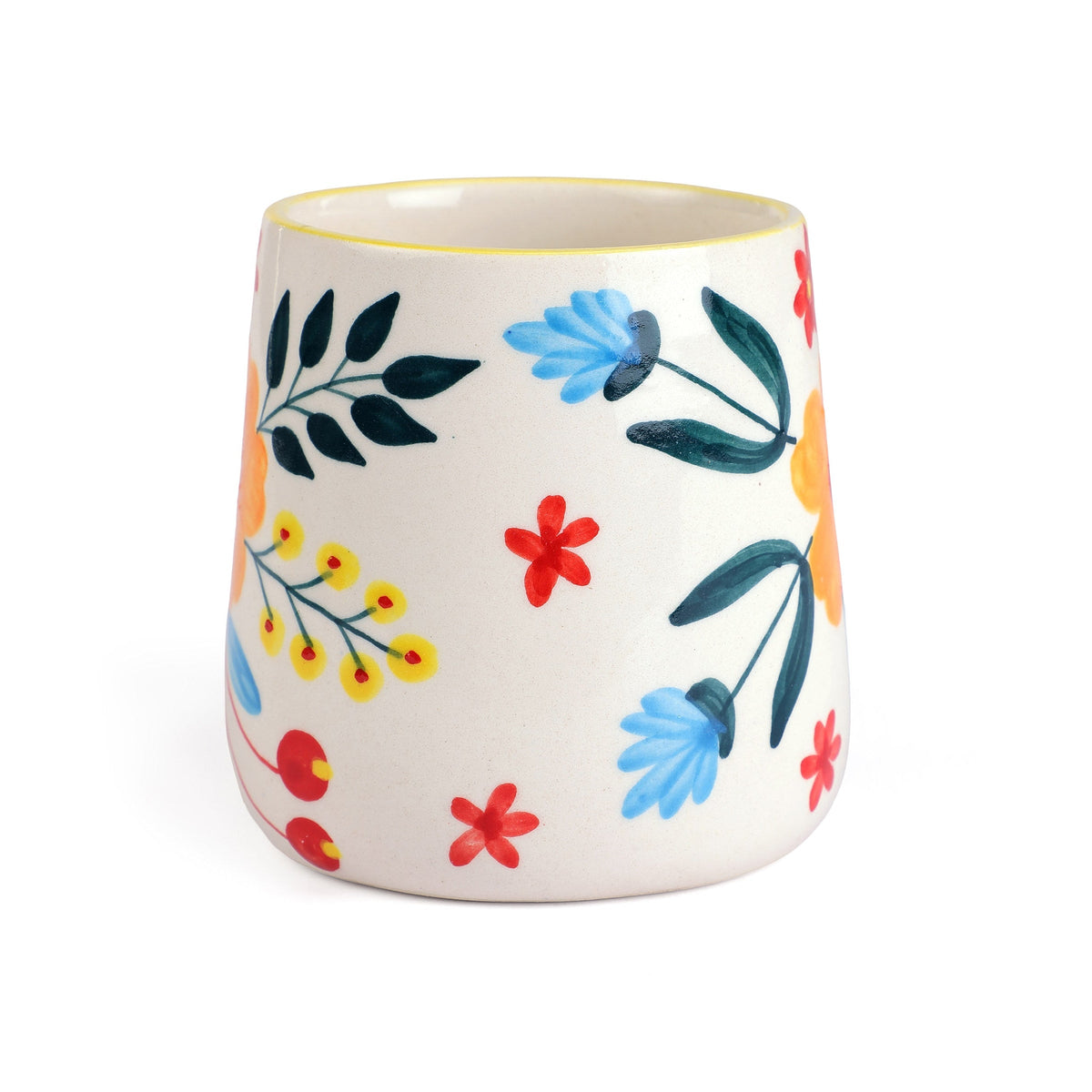 Floral Extravaganza Coffee Mug | Handpainted Stoneware (Set of 2)