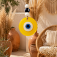 Evil Eye Wall Hanging - Handmade Glass Home Decor, Matte Yello Fusion 7 Inch