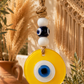 Evil Eye Wall Hanging - Handmade Glass Home Decor, Matte Yello Fusion 7 Inch