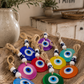 Evil Eye Wall Hanging - Handmade Glass Home Decor, Matte Yello Fusion 7 Inch