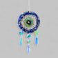 Handmade Evil Eye Nazar Boncuk Pendant with Hanging Prism Crystals for Rearview Mirror Hanging or Wall Hanging Lapis Lazuli, Crystal, Apatite