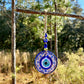 Gold Trim Wall Hanging Evil Eye Nazar Boncuk Mal De Ojo, Modern Boho Style Home Decor -- Golden Tulip Mandala -- Red or Turquoise