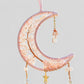Pink Crescent Moon Dreamcatcher Suncatcher with Hanging Rose Quartz Charm -- Window Hanging or Wall Hanging