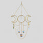 Gold Metal Moon Phases Suncatcher with Hanging Jewel Charms -- Window Hanging or Wall Hanging