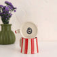 Red Stripe Coffee Cup | Handpainted Stoneware Mug | 7.5oz (Set of 2)