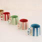 Red Stripe Coffee Cup | Handpainted Stoneware Mug | 7.5oz (Set of 2)