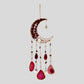 Wall Hanging Crescent Moon Dream Catcher with Red Stones & Hanging Crystal with Red Sliced Agate