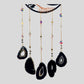 Wall Hanging Crescent Moon Dream Catcher with Black Obsidian Stones & Hanging Stone Charm Blacked Out with Sliced Agate