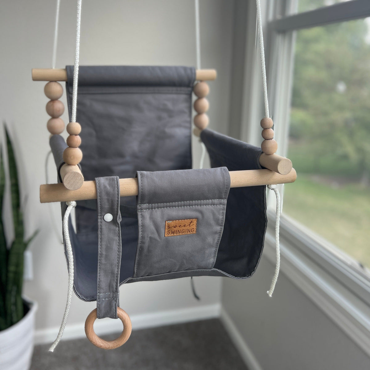 Indoor High Back Baby & Toddler Swing-Gray