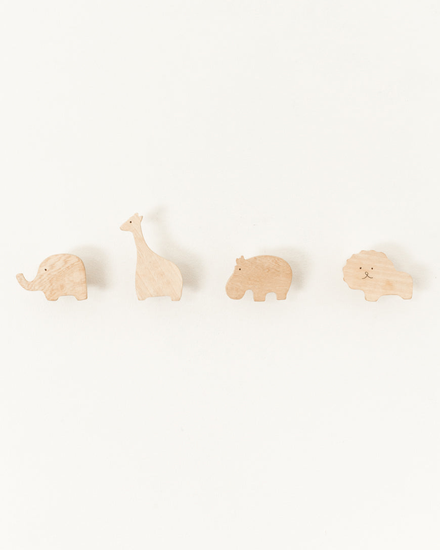 Wooden Safari Animal Wall Hooks