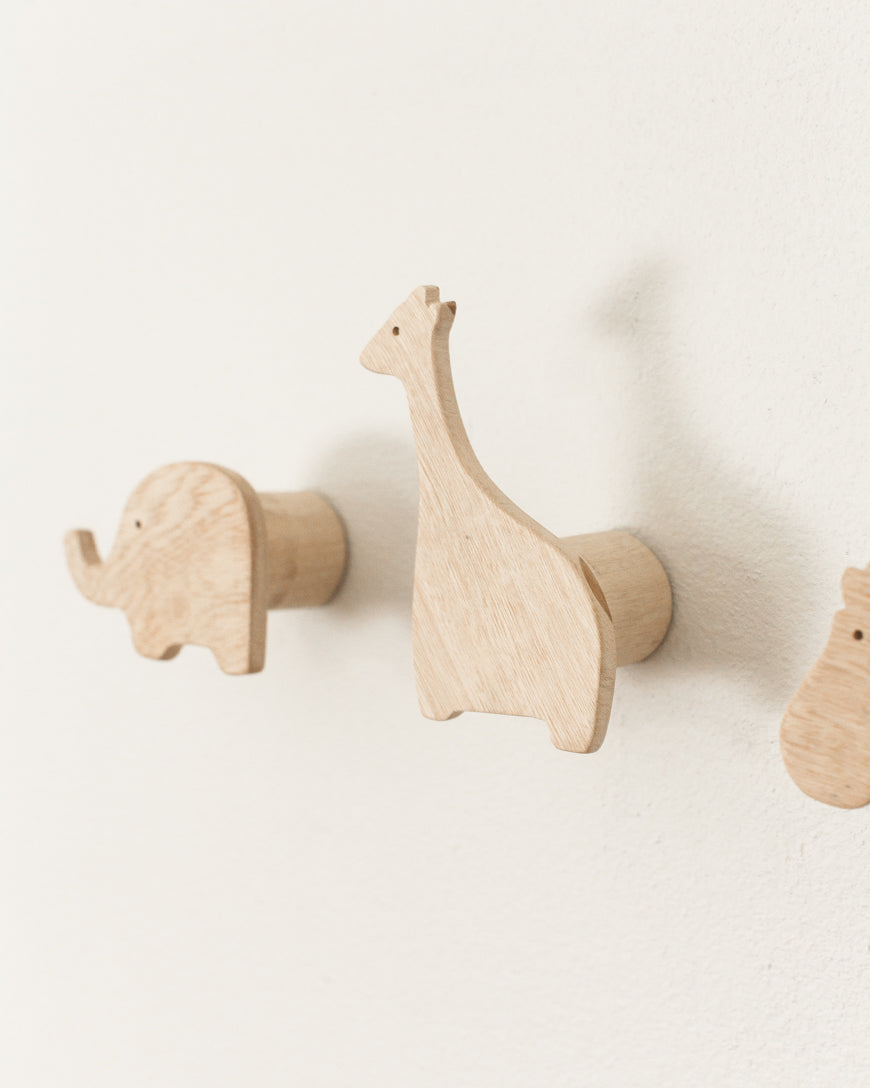 Wooden Safari Animal Wall Hooks