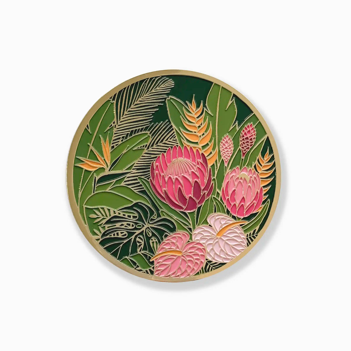 Tropical Floral Gold Drink Coasters