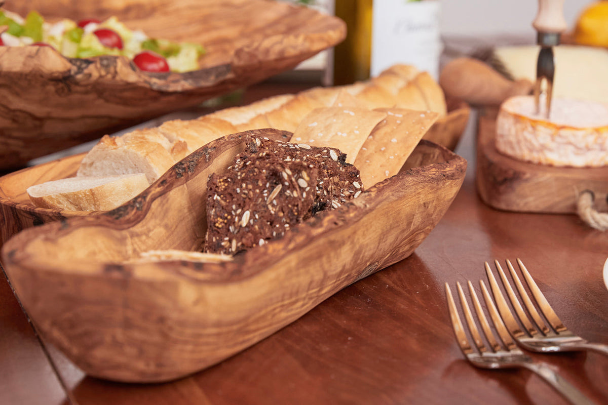 Italian Olivewood Boat Bowl with Live Edge