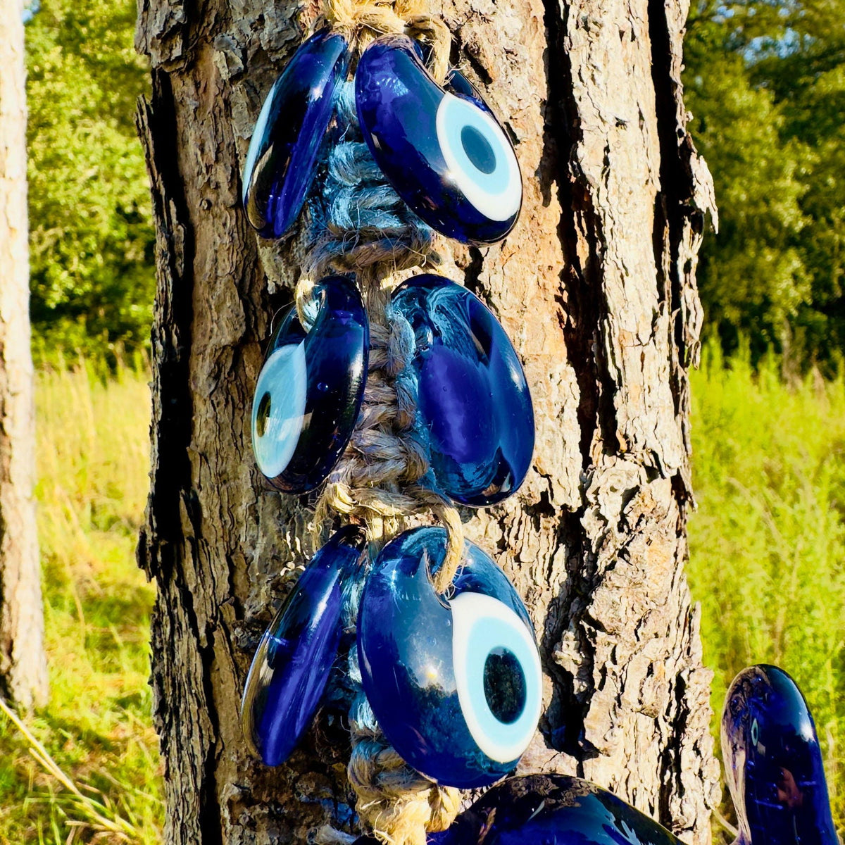 Wall Hanging Macrame Evil Eye Nazar Boncuk Mal De Ojo, Modern Boho Style Home Decor -- Elephant Amulet with 6 Evil Eyes, Housewarming Gift