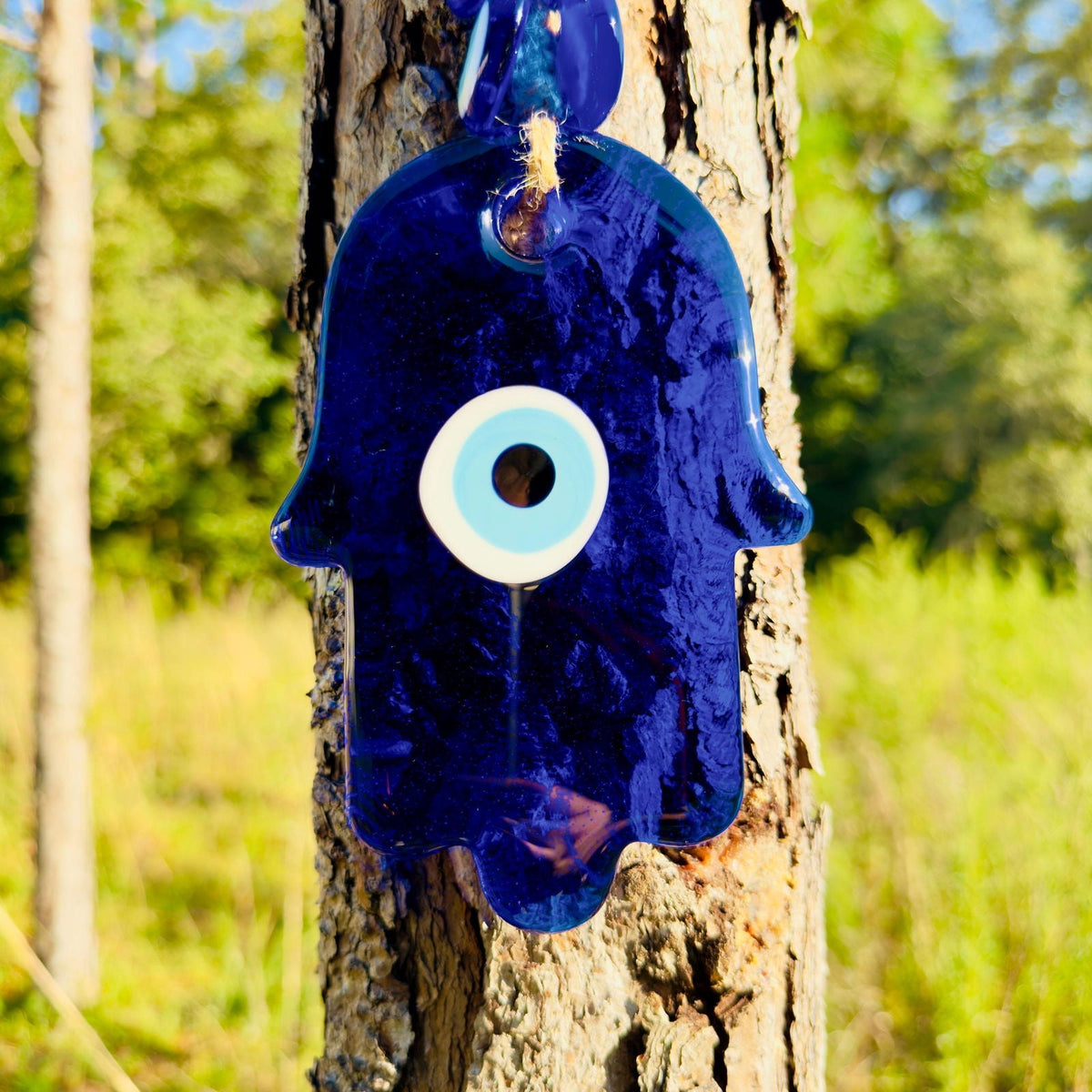 Wall Hanging Macrame Evil Eye Nazar Boncuk Mal De Ojo, Modern Boho Style Home Decor -- Hamsa Hand Amulet with 6 Evil Eyes, Housewarming Gift