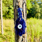 Wall Hanging Macrame Evil Eye Nazar Boncuk Mal De Ojo, Modern Boho Style Home Decor -- Hamsa Hand Amulet with 6 Evil Eyes, Housewarming Gift