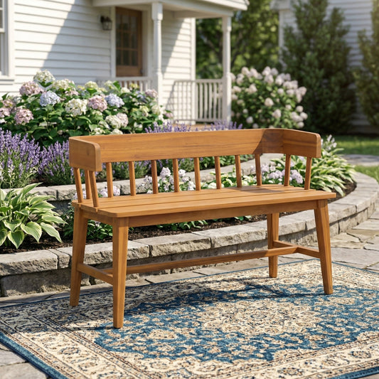 Bramley Outdoor Acacia Wood Bench with Natural Teak Finish