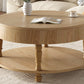 Coffee Table with Dual Storage - Natural Wood, 31.5" Round