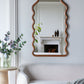Wood Mirror With Unique Frame - Full-Length Arched Mirror with Pine Frame - Brown
