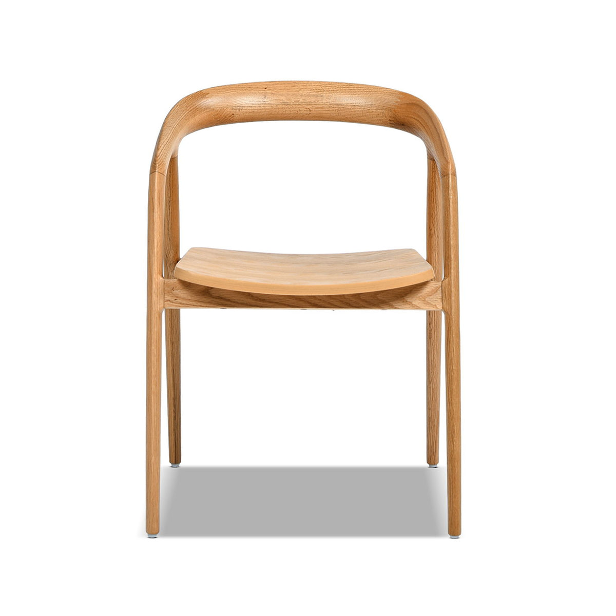 Scandinavian Sculpted Dining Chair with Comfortable Arms - Warm Natural Brown