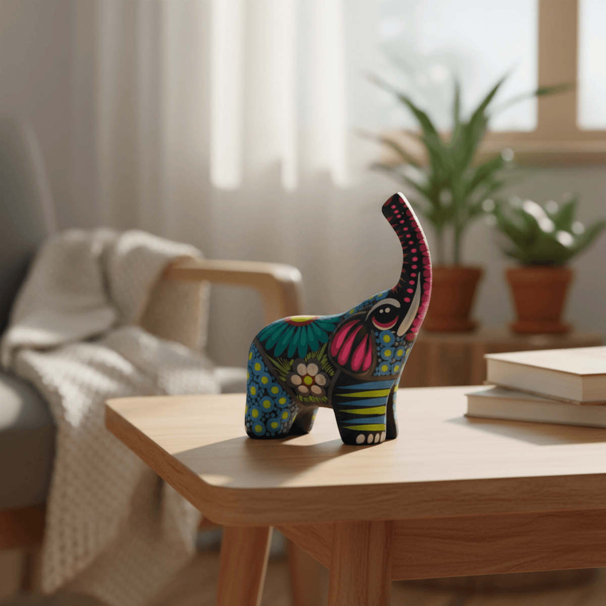 Alebrije Elephant Figurine | Colorful Mexican Folk Art