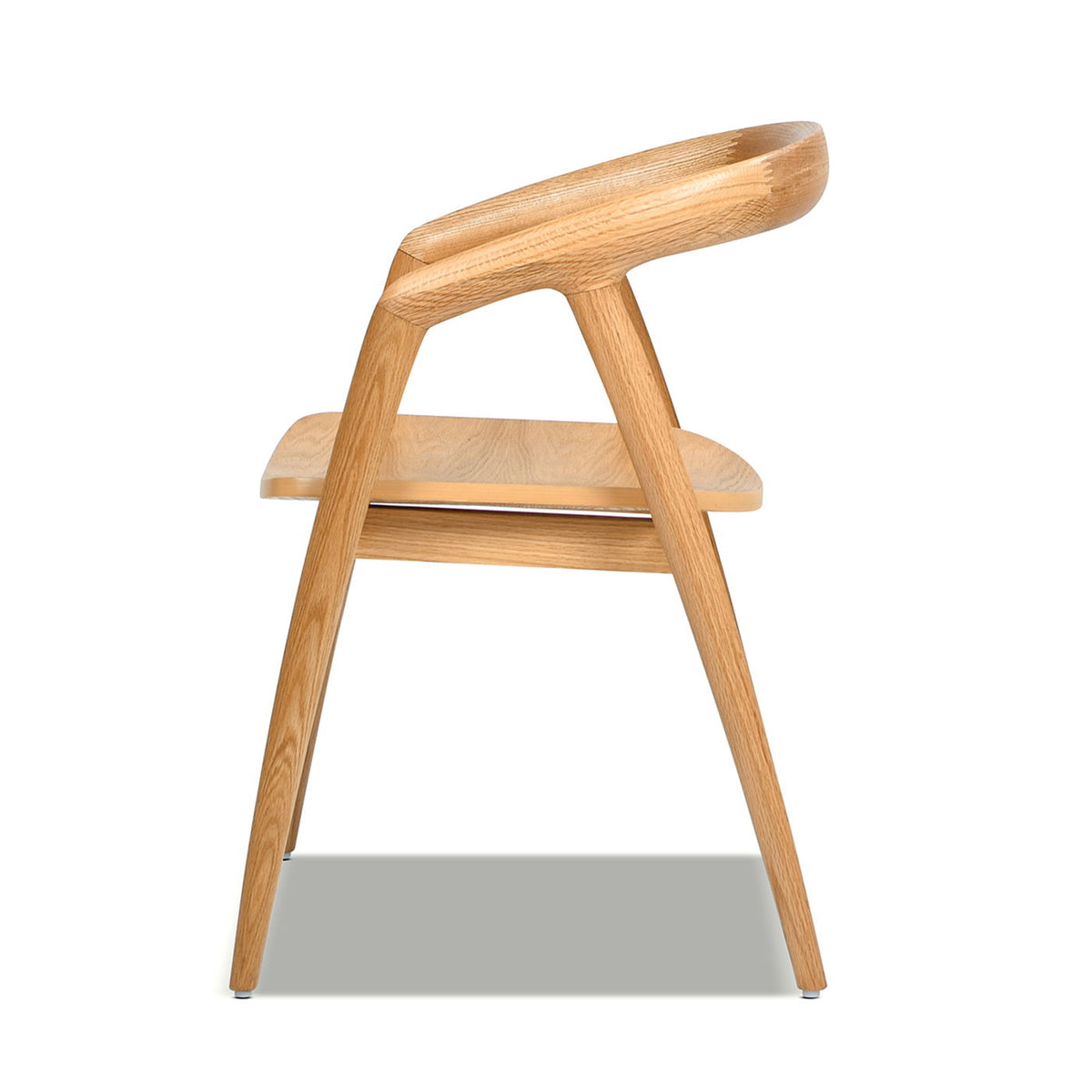 Scandinavian Sculpted Dining Chair with Comfortable Arms - Warm Natural Brown