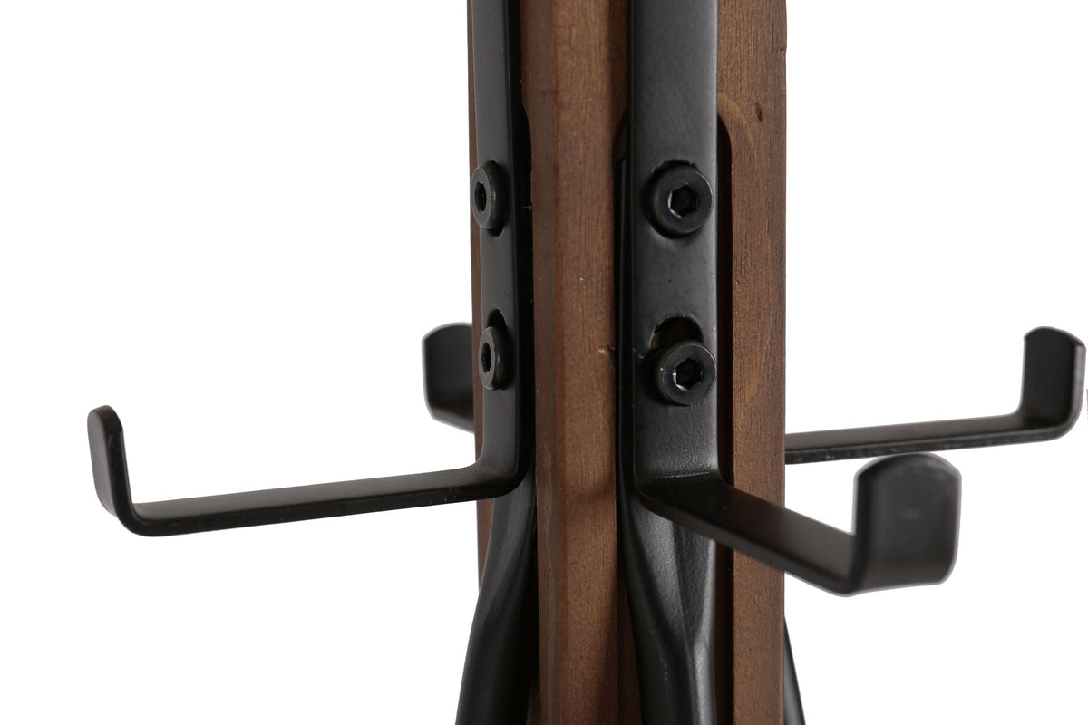 Reclaimed Wood and Metal Freestanding Coat Rack with Hooks - Natural