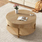 Coffee Table with Dual Storage - Natural Wood, 31.5" Round