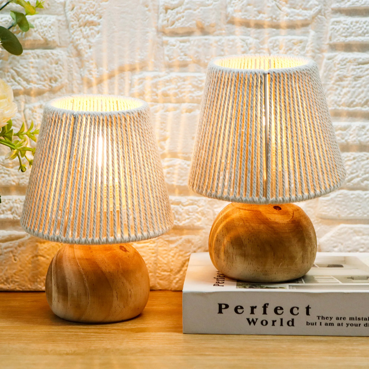 Set of 2 Woven Cotton Rope Table Lamp